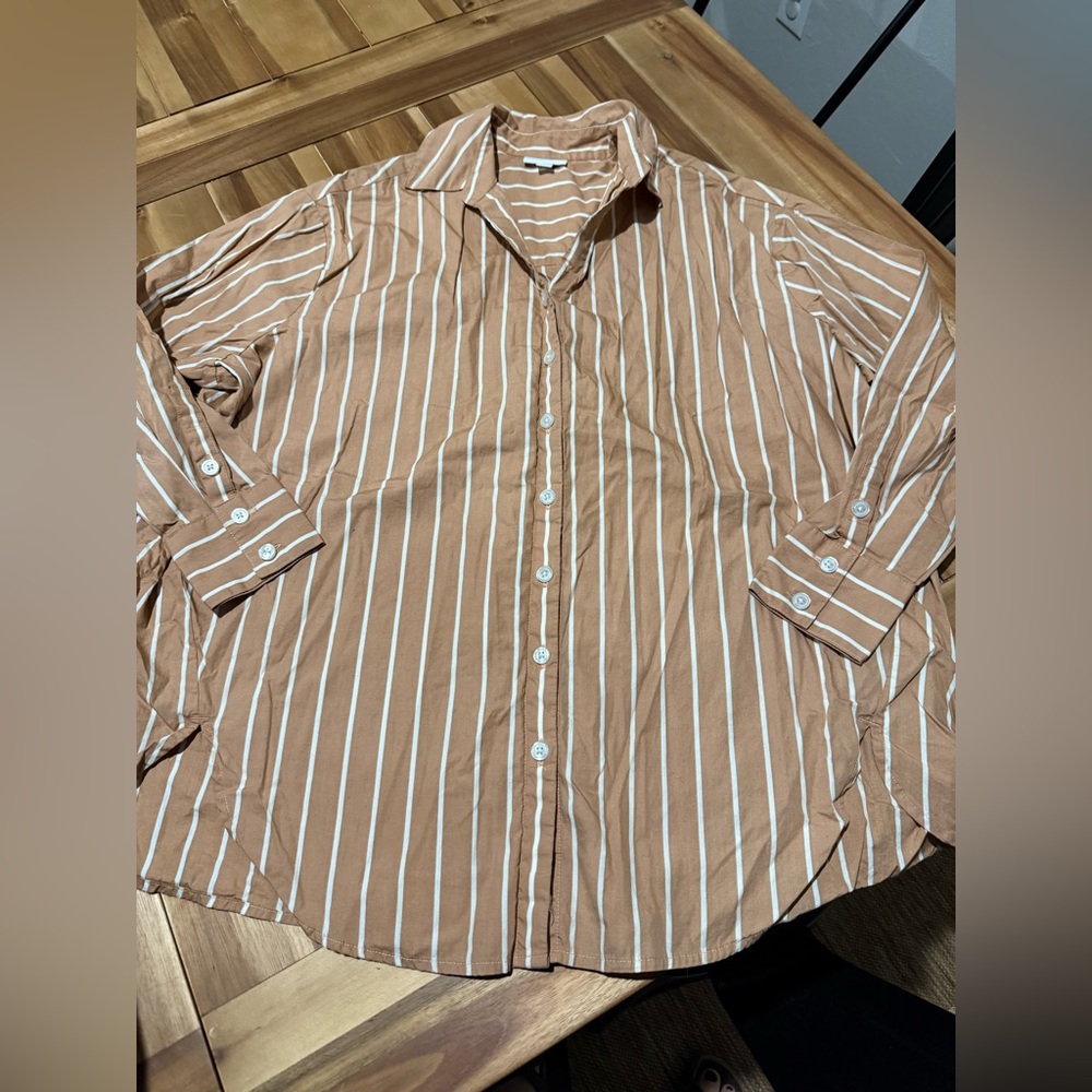 J Jill oversized striped button up shirt small
